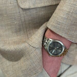 Classic Men’s Pulsar Silver Watch with Slate Dial